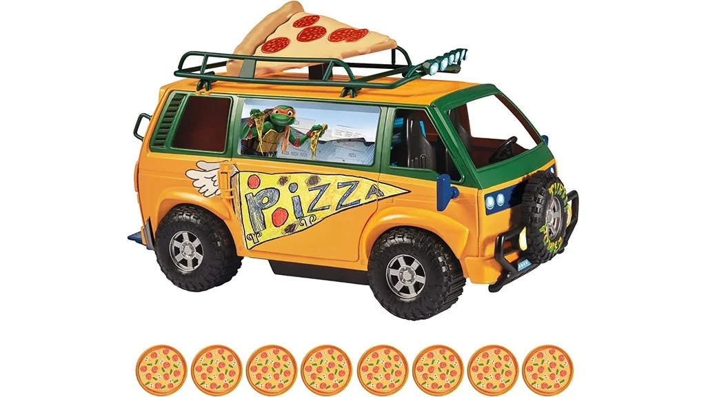 Acest camion de livrare pizza TMNT vine cu un lansator de pizza.
