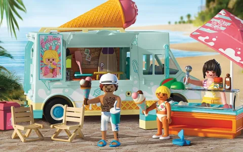 Set de joacă Playmobil rulotă de înghețată cu magazin de surf