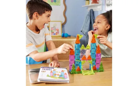 Set Deluxe de călătorie MAGNA-TILES microMAGS, 55 piese