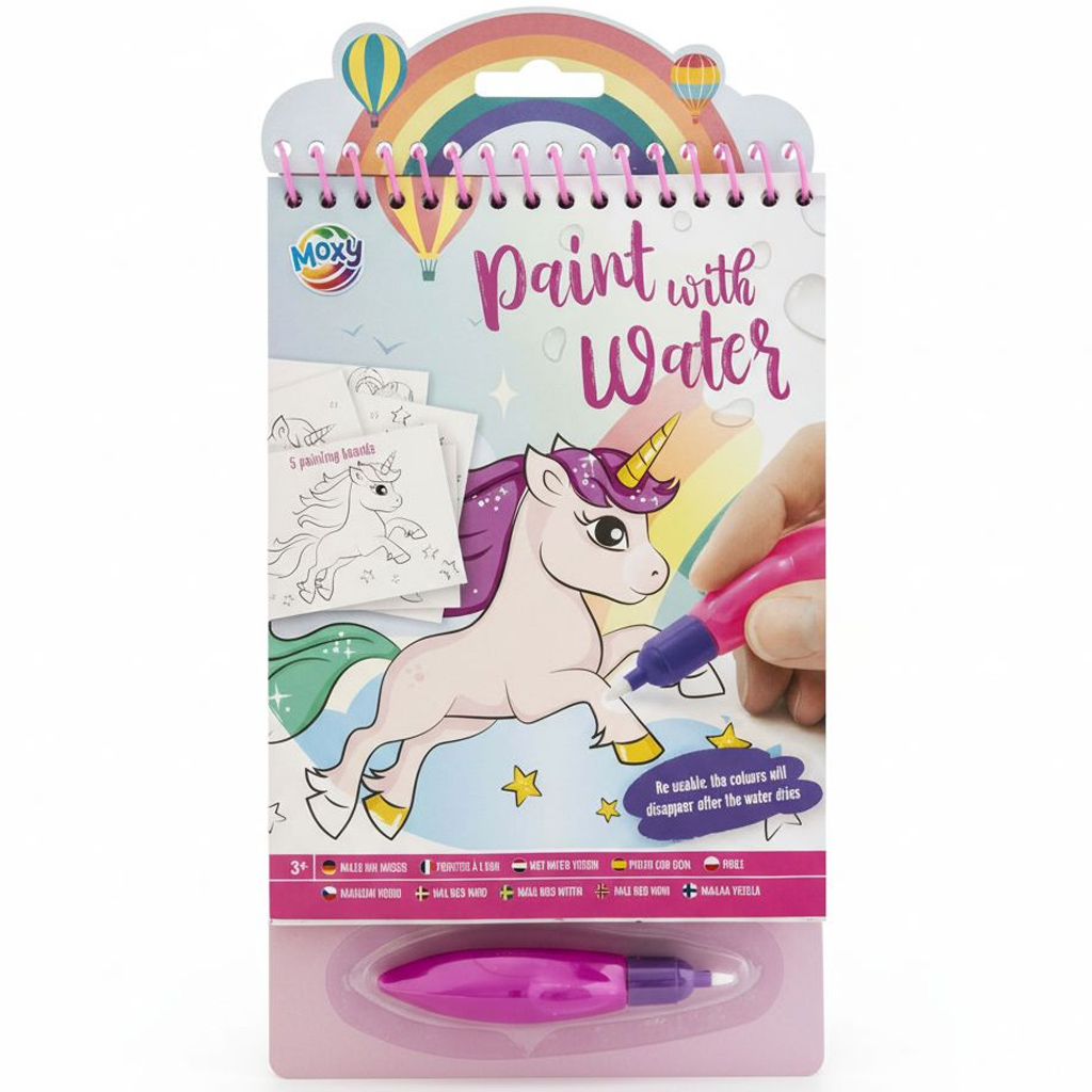 Colorează cu apă - caiet de colorat, 5 pagini, 23 x 14 cm - Unicorn