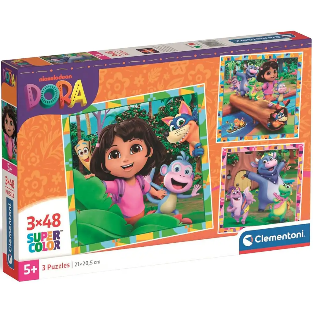 Dora Exploratoarea puzzle Supercolor 3x48 piese - Clementoni