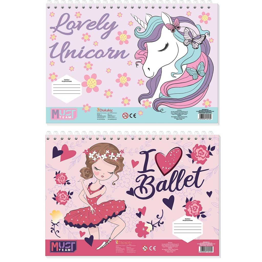 Luna: Must caiet creativ de colorat cu unicorni, autocolante și șablon, în mai multe variante