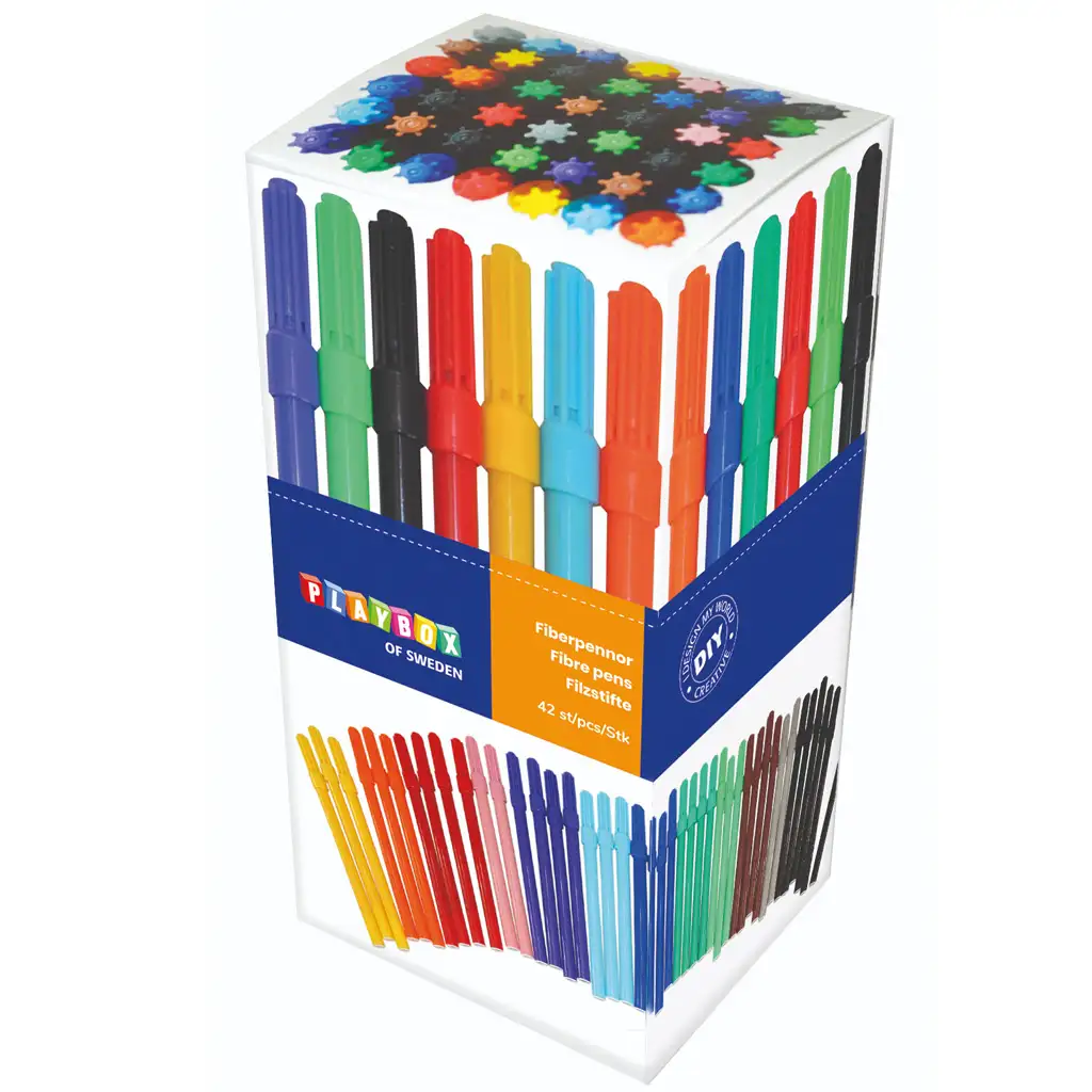 PlayBox: Set de 42 de markere subțiri colorate