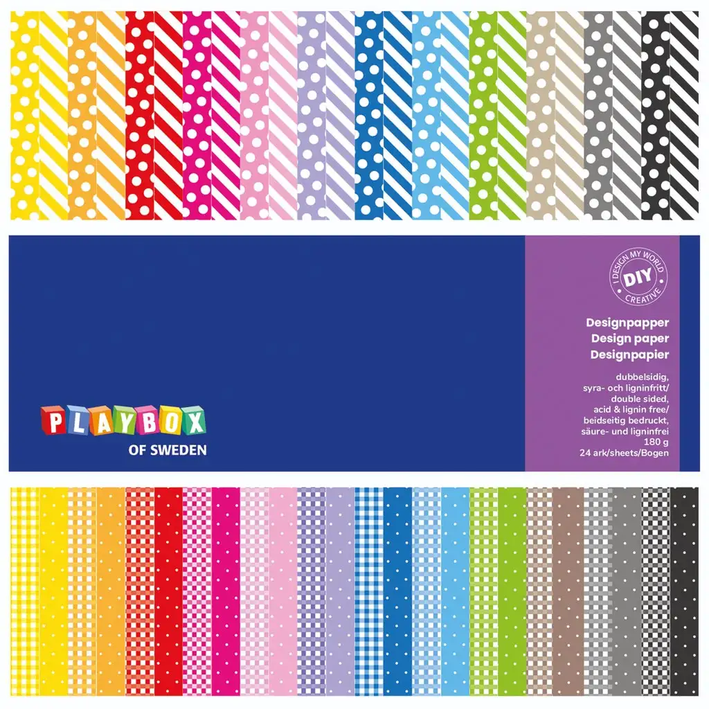 PlayBox: Set de carton colorat și cu modele pentru decorațiuni, 24 de bucăți.