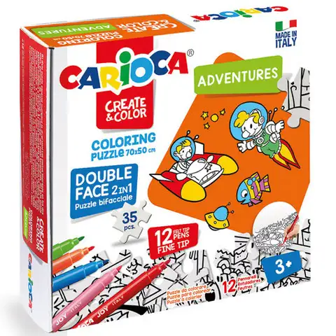 Aventuri puzzle care se poate colora cu 12 bucăți de marker - Carioca