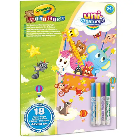 Crayola: MiniKids Animale magice set uriaș de colorat cu 4 bucăți de marker