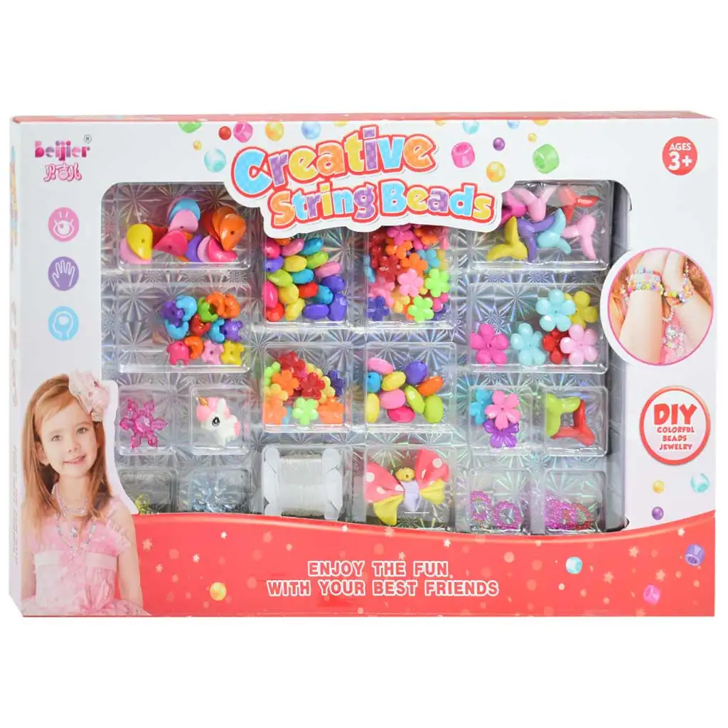 Creative StringBeads: Set de mărgele bijuterii cu peste 200 de mărgele colorate și pandantiv unicorn