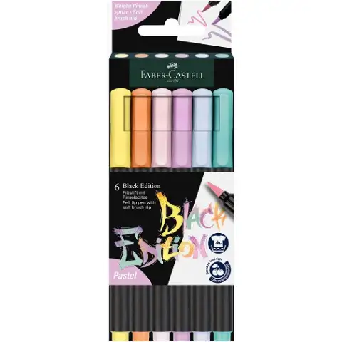 Faber-Castell: Black Edition culori pastel 6 bucăți set marker colorat