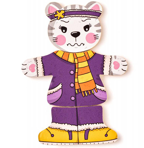 Pisică lemn puzzle 18 bucăți - Woodyland cumpăra Jucariishop