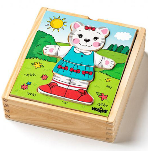 Pisică lemn puzzle 18 bucăți - Woodyland cumpăra Jucariishop