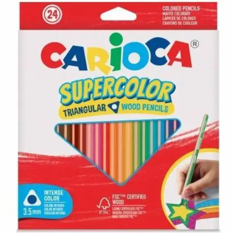 SuperColor formă triunghiulară 24 bucăți set creioane colorate - Carioca
