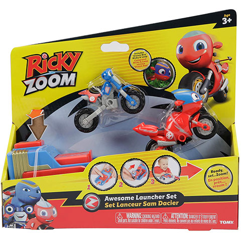 TOMY Ricky Zoom Turbo-truc met afstandsbediening, Ricky, actiefiguren voor jongens, motorfiets voor kinderen, voert wielies en 360 graden stuntspins, motorspeelgoed voor kinderen van 3 jaar oude