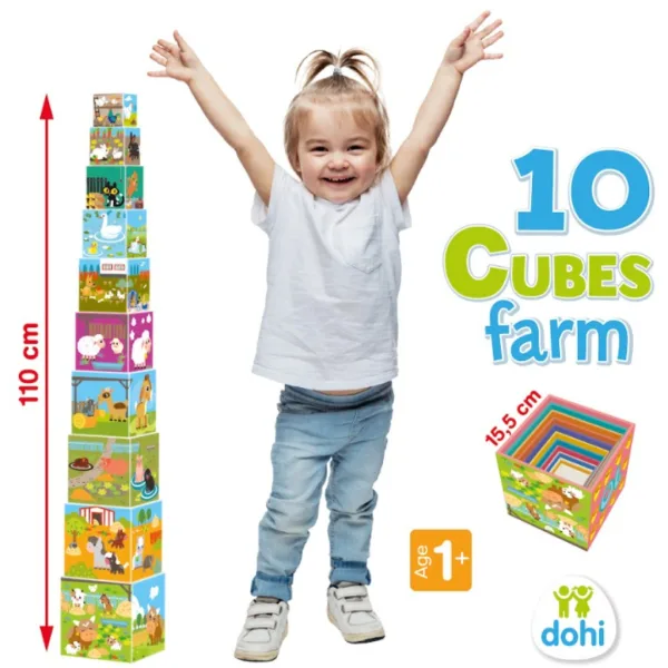 10 Cube Joc de construit cu cuburi - Fermă imaginea 2