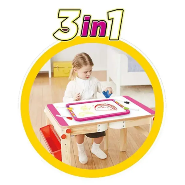 3 in 1 tablă desen două fețe culoarea pink 37x99cm imaginea 4