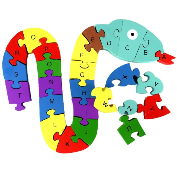 ABC - 123 puzzle educativ cu serpi imaginea 3