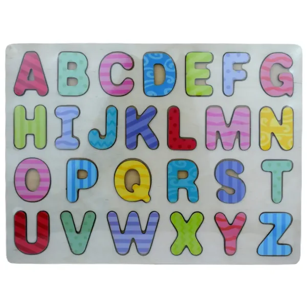 ABC litere colorate din lemn pentru puzzle imaginea 1