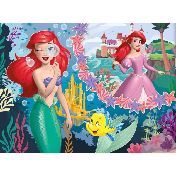Ariel două lumi 2 în 1 puzzle Eco mini de 48 de piese și carte de colorat 35x25cm - Lisciani imaginea 2