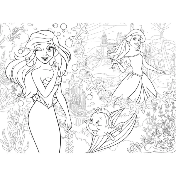 Ariel două lumi 2 în 1 puzzle Eco mini de 48 de piese și carte de colorat 35x25cm - Lisciani imaginea 3