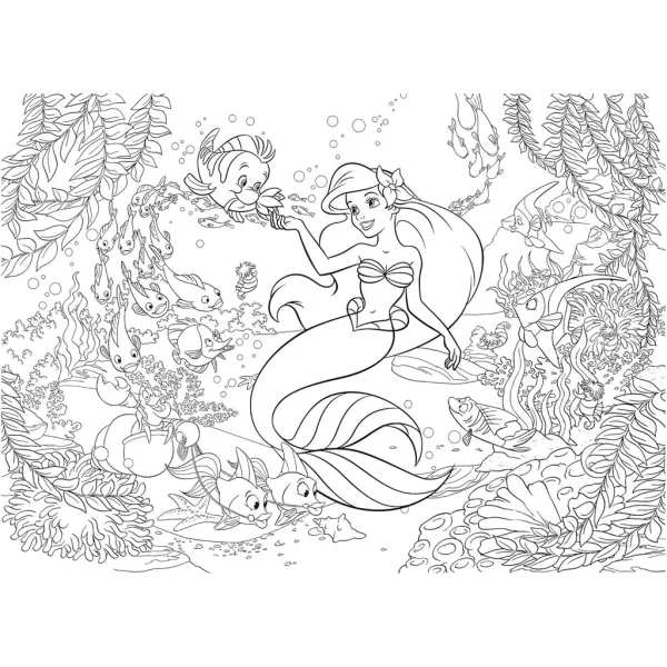Ariel, mica sirenă 2 în 1 puzzle de 108 piese și carte de colorat 50x35cm - Lisciani imaginea 3