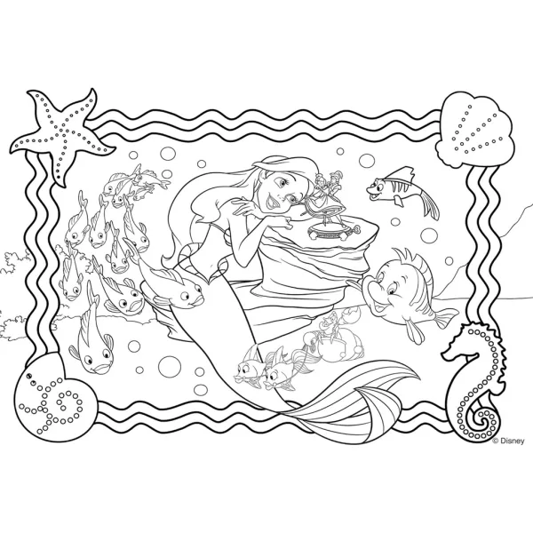 Ariel, mica sirenă 2 în 1 puzzle de 250 de piese și carte de colorat 50x35cm – Lisciani imaginea 3
