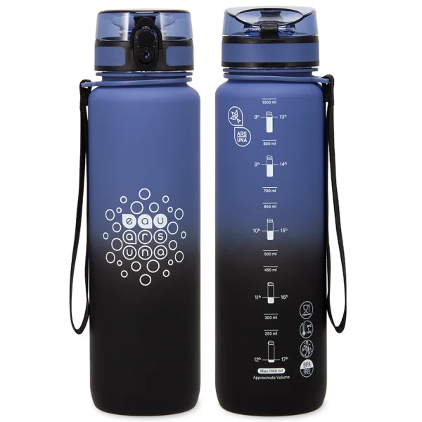 Ars Una: Bidon motivațional mat, cu gradient, fără BPA - 1000 ml - Noapte furtunoasă imaginea 2