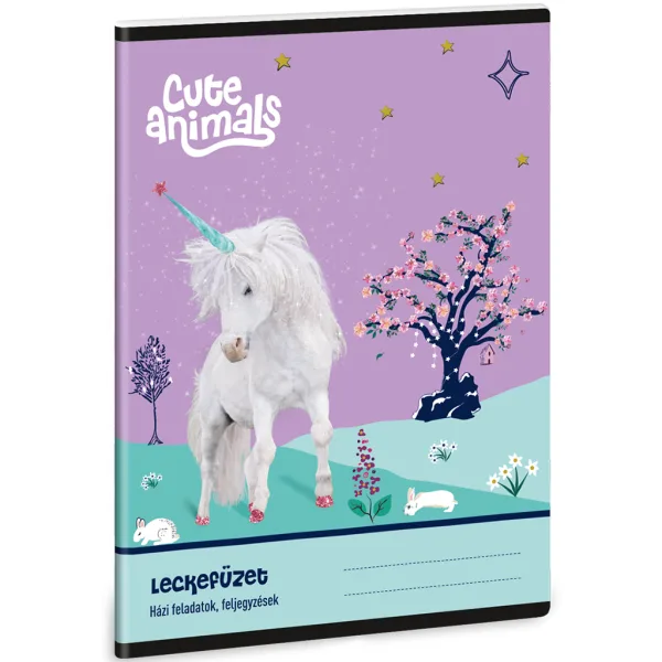 Ars Una: Caiet de teme cu modele de unicorni și animale drăguțe, 38 de file, format A/5 imaginea 1