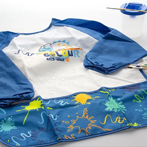 Ars Una: Halat impermeabil cu mâneci lungi pentru pictură - Blue Splash imaginea 3