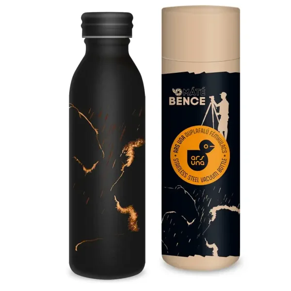 Ars Una: Máté Bence - Sticlă metalică cu pereți dubli cu motiv de leu în cutie decorativă 600ml imaginea 1