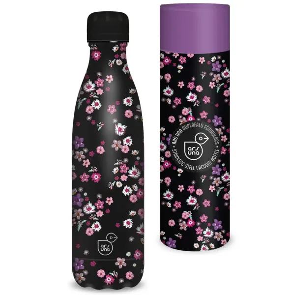 Ars Una: Pearl Blossom Black sticlă metalică cu pereți dubli în cutie decorativă 500ml imaginea 1
