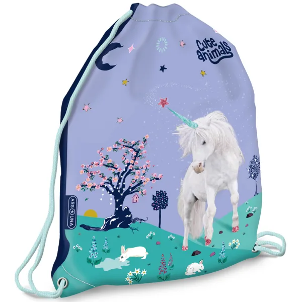 Ars Una: Săculeț sport cu unicorni și animale drăguțe, 32x42cm imaginea 1
