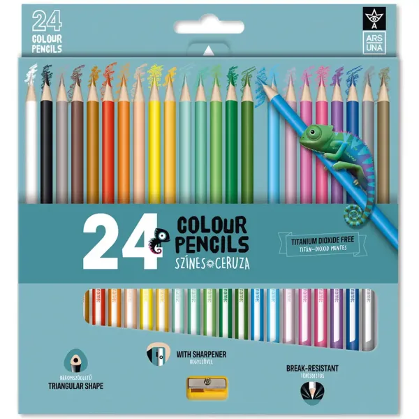 Ars Una: set de creioane colorate triunghiulare în 24 de culori cu ascuțitoare imaginea 1
