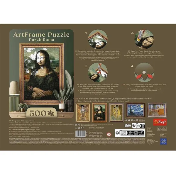 ArtFrame: Leonardo Da Vinci - Mona Lisa puzzle de 500 piese cu ramă - Trefl imaginea 3
