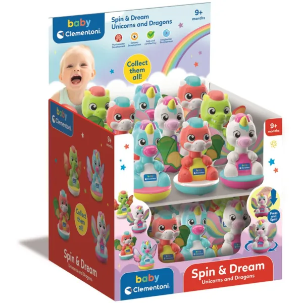 Baby Spin & Dream - jucărie pentru bebeluși unicorn și dragon, 1 buc. - Clementoni imaginea 1
