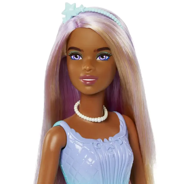 Barbie Dreamtopia: Păpușă prințesă în rochie albastră-violet cu fluturi - Mattel imaginea 3