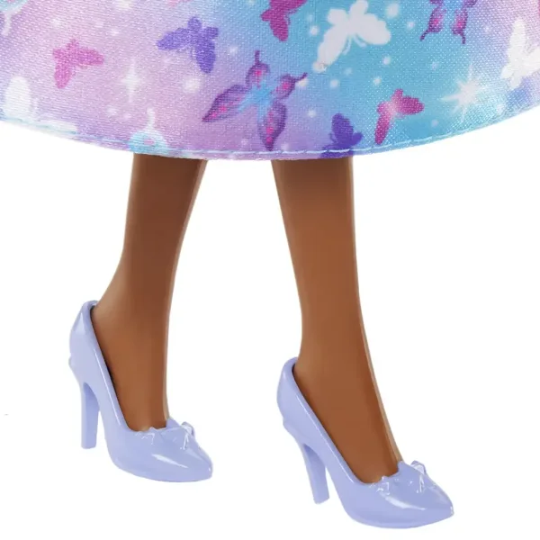 Barbie Dreamtopia: Păpușă prințesă în rochie albastră-violet cu fluturi - Mattel imaginea 4