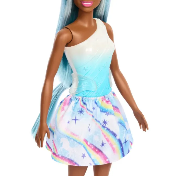 Barbie Dreamtopia: Păpușă unicorn în rochie cu curcubeu albastru - Mattel imaginea 4