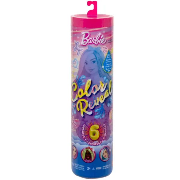 Barbie: Păpușă Color Reveal serie surpriză cu cățel balon - Mattel imaginea 1