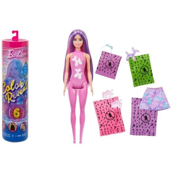 Barbie: Păpușă Color Reveal serie surpriză cu cățel balon - Mattel imaginea 3