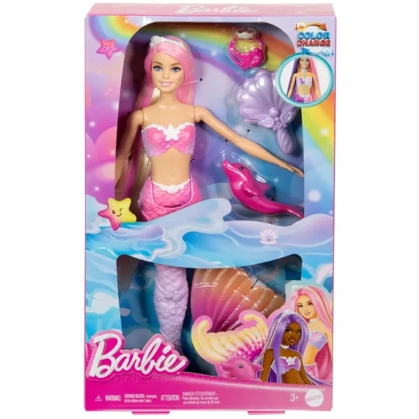 Barbie: Păpușă sirena care își schimbă culoarea cu accesorii - Mattel imaginea 7