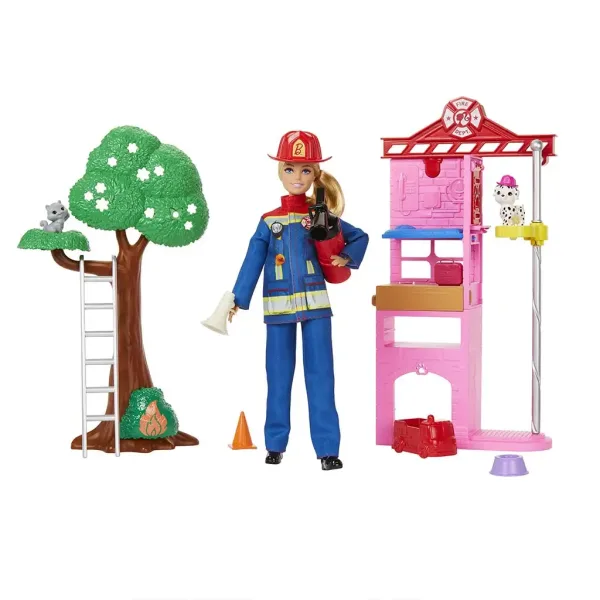 Barbie: Set de joacă stație de pompieri - Mattel imaginea 7