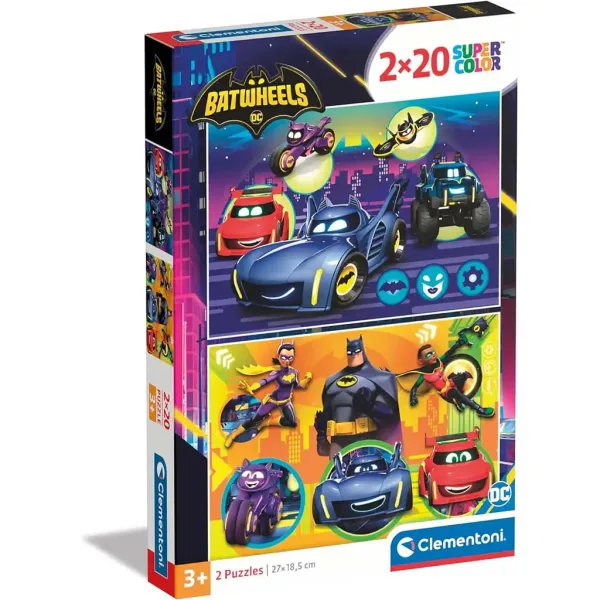 Batwheels 2x20 piese puzzle Supercolor - Clementoni imaginea 1