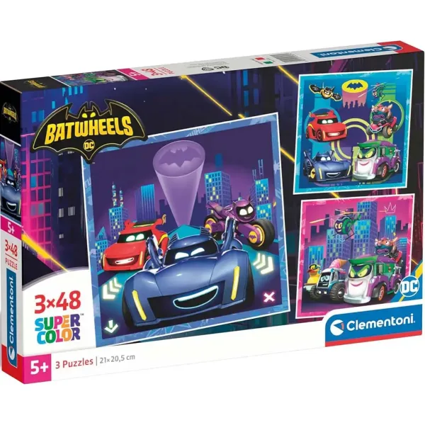 Batwheels puzzle Supercolor de 3x48 piese - Clementoni imaginea 1