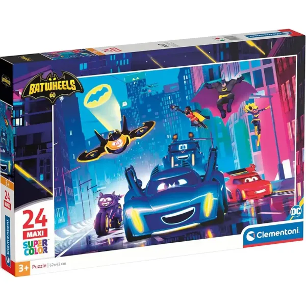 Batwheels puzzle maxi supercolor 24 piese - Clementoni imaginea 1