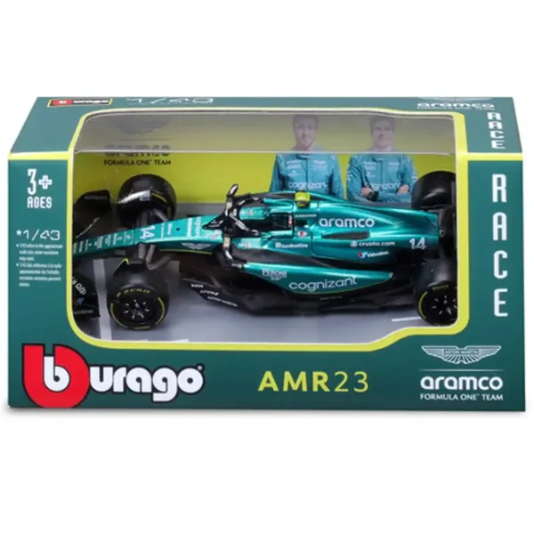 Bburago: Model auto din metal Aston Martin AMR23 F1 la scară 1/43 (Fernando Alonso #14) imaginea 4