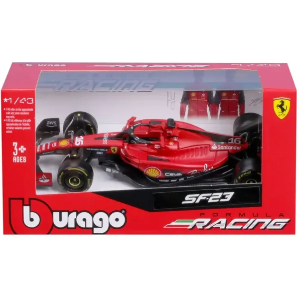 Bburago: Model auto din metal Ferrari SF23 F1 la scară 1/43 (Charles Leclerc #16) imaginea 4
