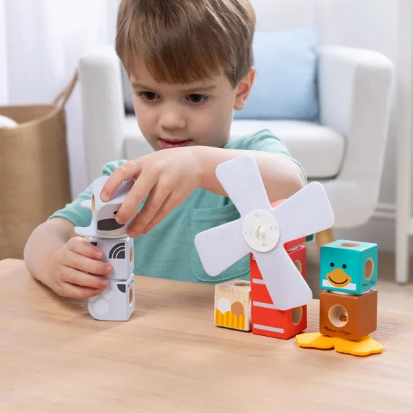 Blockables: Prieteni de la fermă - jucărie de construit din lemn - Melissa & Doug imaginea 3