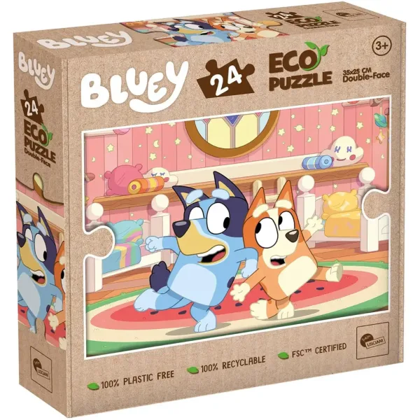 Bluey 2 în 1 puzzle Eco mini cu 24 de piese și carte de colorat 35x25cm - Lisciani imaginea 1