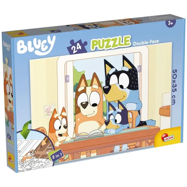 Bluey 2 în 1 puzzle de 24 piese și carte de colorat 50x35cm - Lisciani imaginea 1