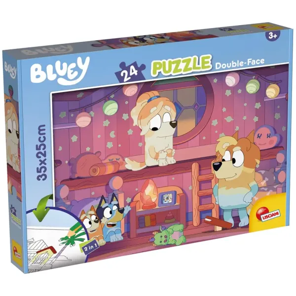 Bluey poveste de seară 2 în 1 puzzle de 24 piese și carte de colorat 35x25cm - Lisciani imaginea 1