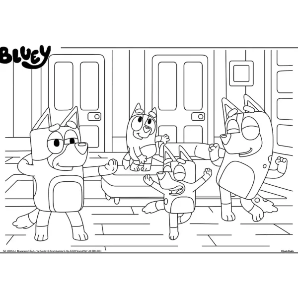 Bluey și prietenii săi 2 în 1 puzzle maxi pentru podea 4x48 piese și carte de colorat 35x25cm - Lisciani imaginea 4